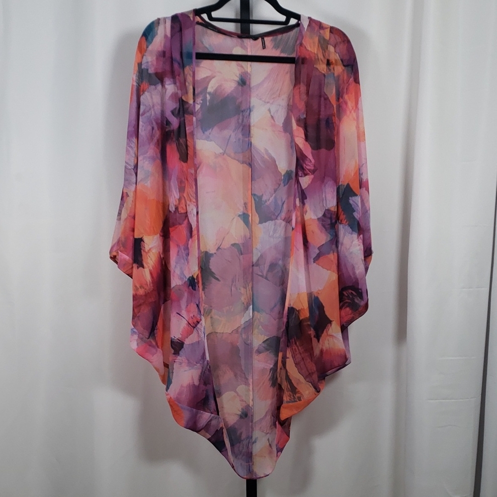 Marciano Sheer Watercolor‎ Floral Kimono Tunic SZ XXS